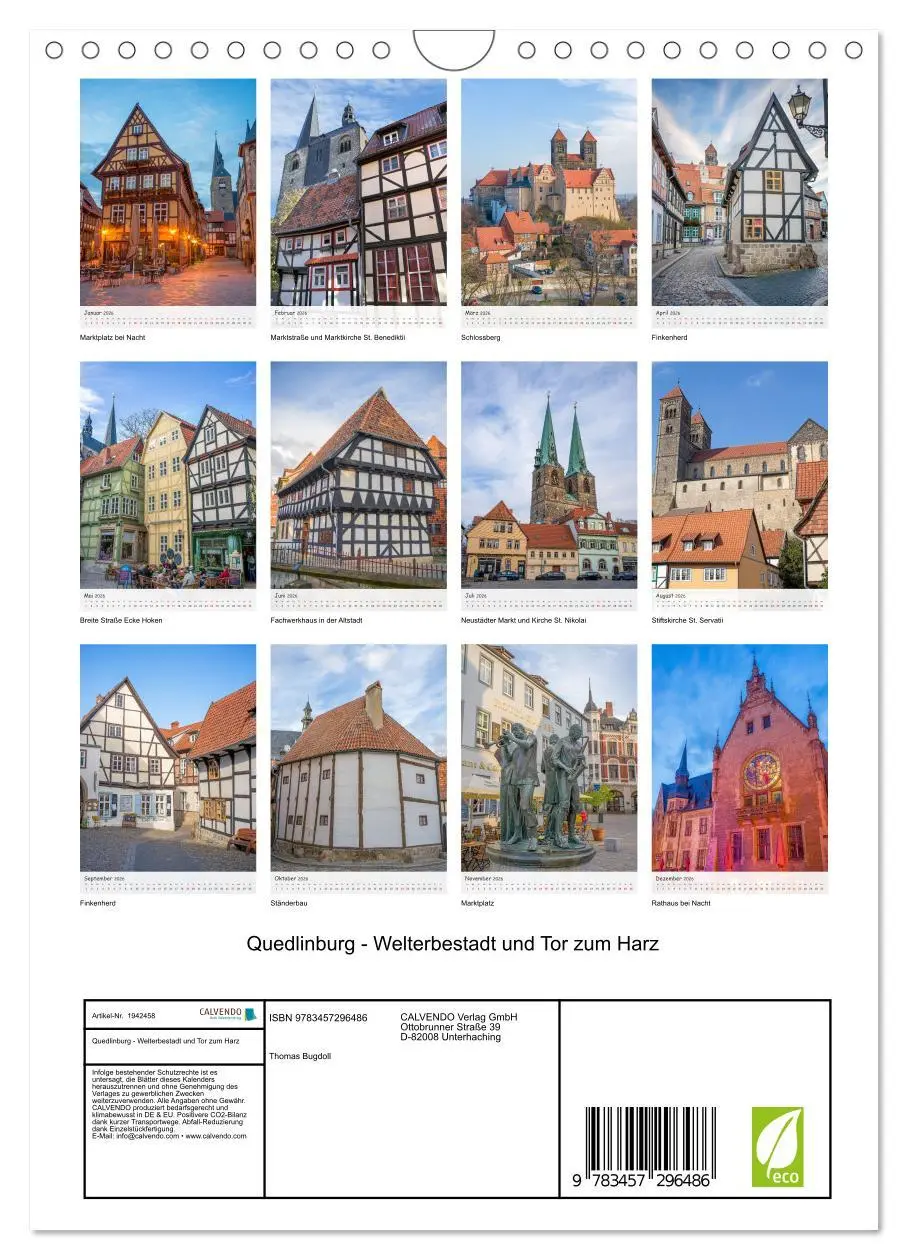 Bild: 9783457296486 | Quedlinburg - Welterbestadt und Tor zum Harz (Wandkalender 2026 DIN...