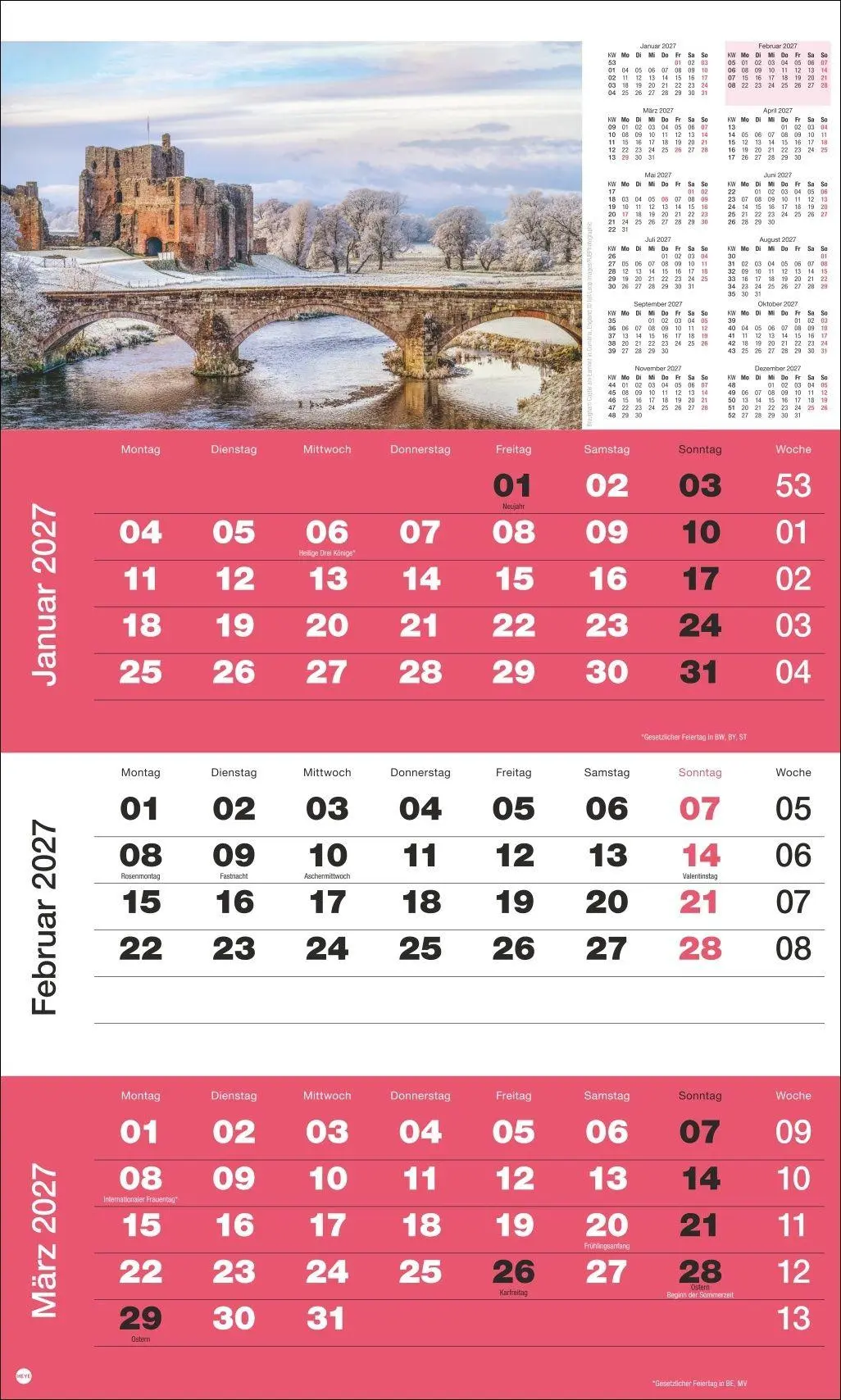 Bild: 9783756416486 | 3-Monatsplaner Foto Traumziele 2027 | Heye | Kalender | Spiralbindung