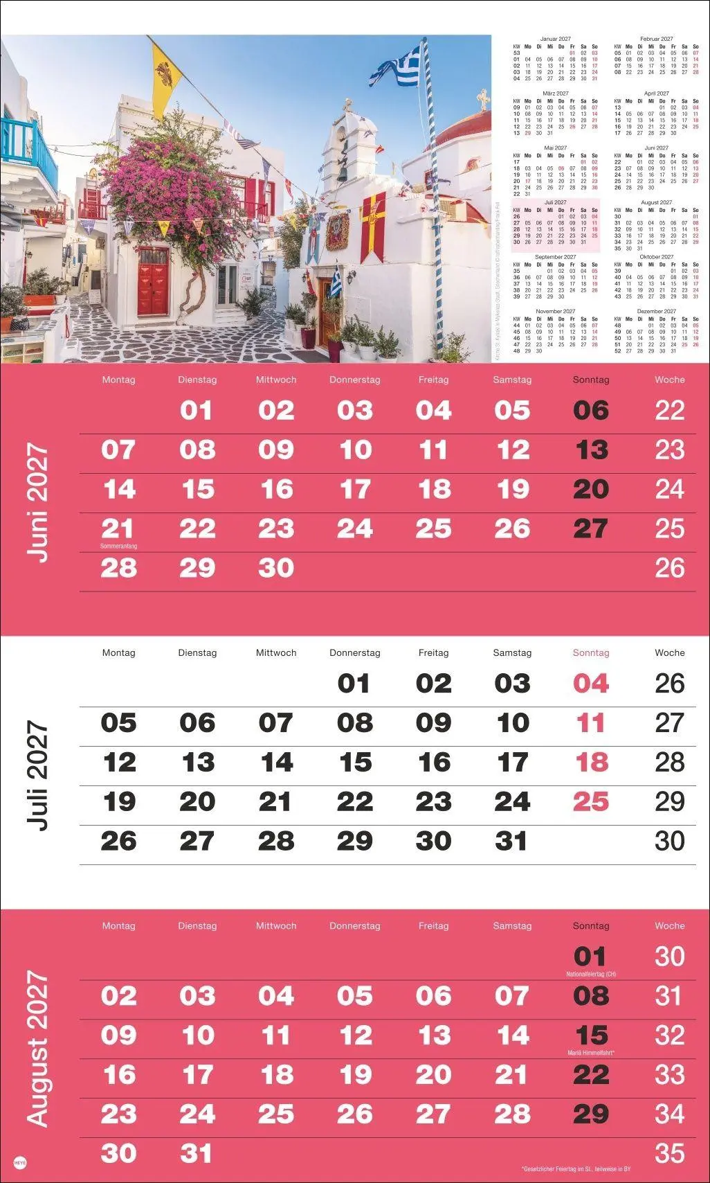 Bild: 9783756416486 | 3-Monatsplaner Foto Traumziele 2027 | Heye | Kalender | Spiralbindung