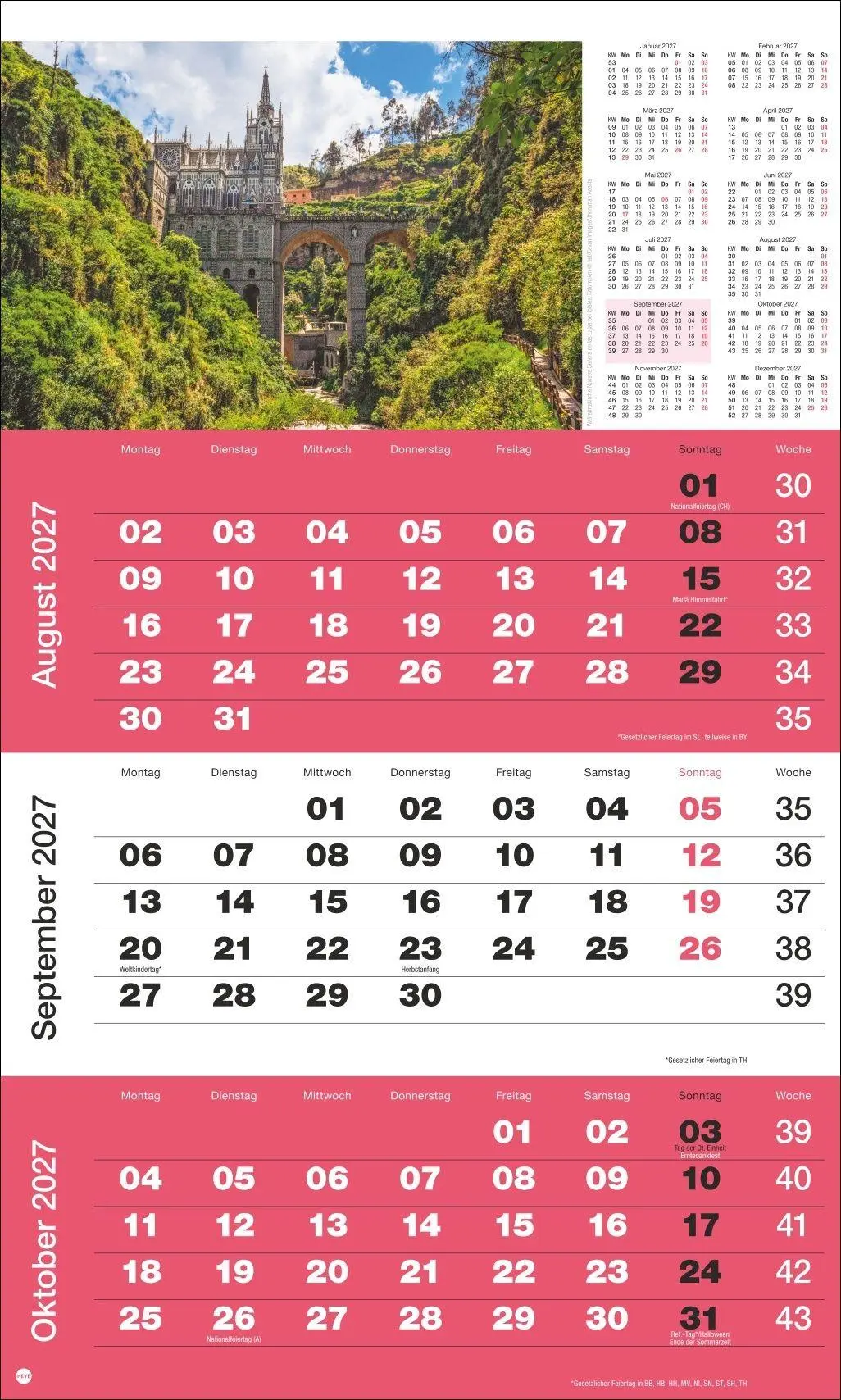 Bild: 9783756416486 | 3-Monatsplaner Foto Traumziele 2027 | Heye | Kalender | Spiralbindung