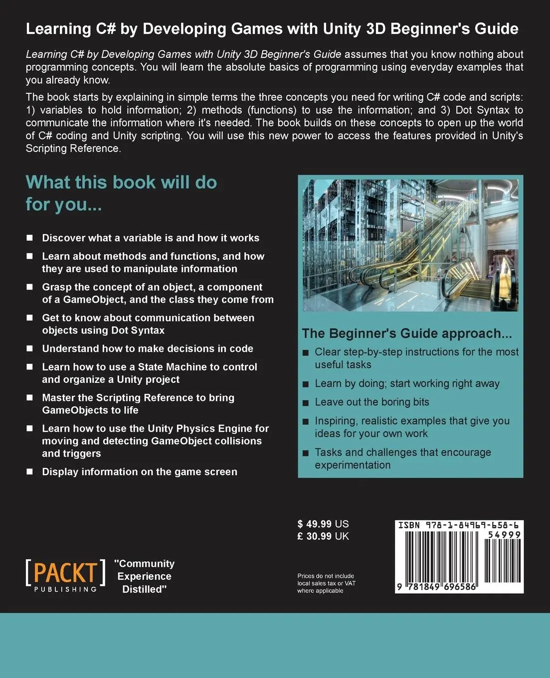 Rückseite: 9781849696586 | Learning C# by Developing Games with Unity 3D Beginner's Guide | Buch