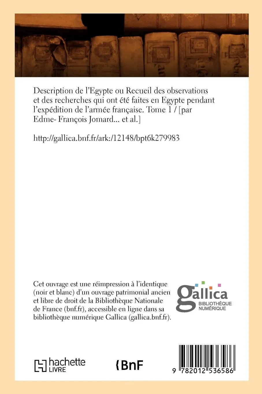 Rückseite: 9782012536586 | Description de l'Egypte Tome 1 (Éd.1821-1830) | Sans Auteur | Buch