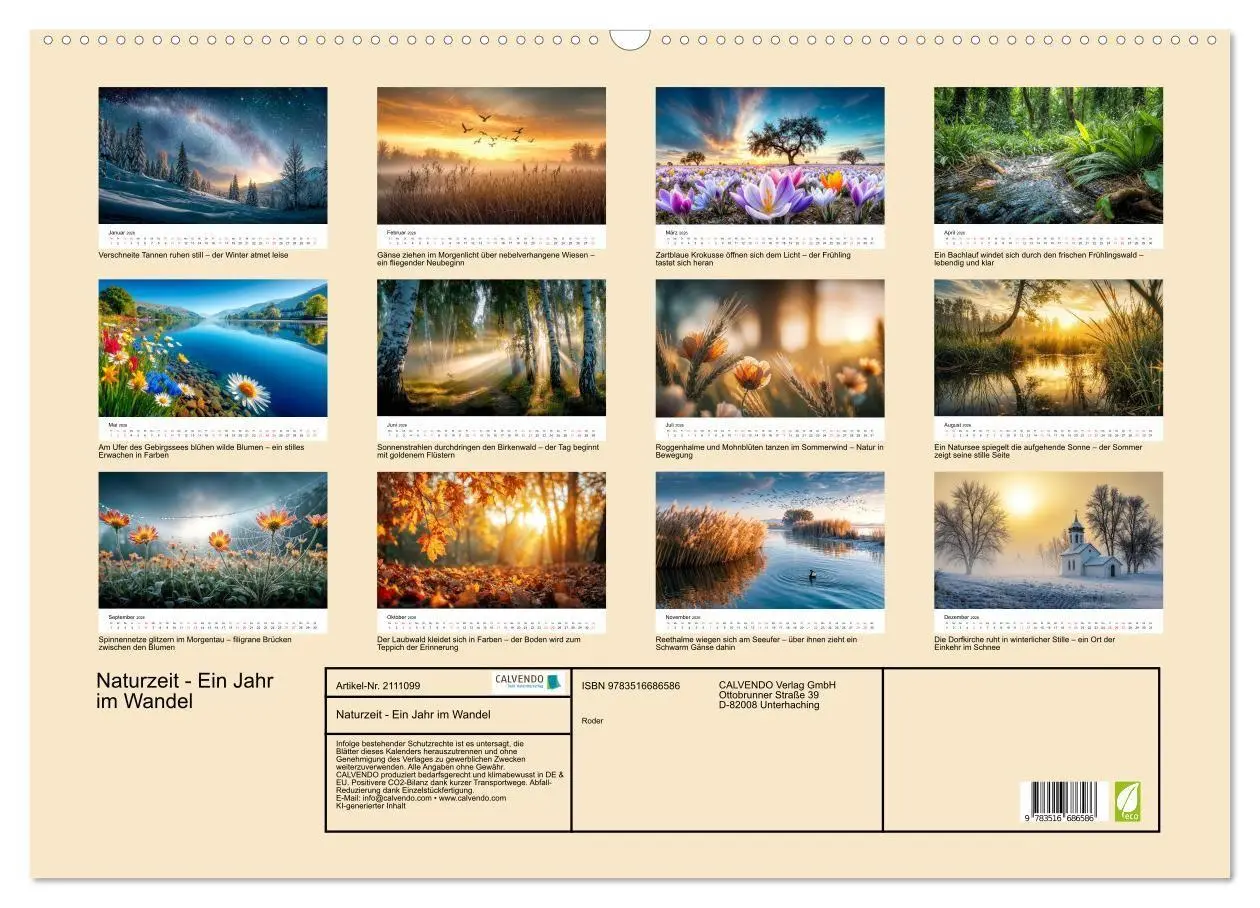 Bild: 9783516686586 | Naturzeit - Ein Jahr im Wandel (Wandkalender 2026 DIN A2 quer),...