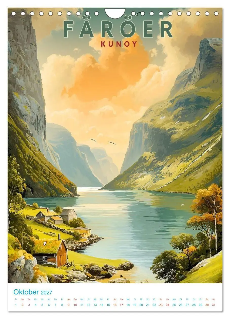 Bild: 9783516826586 | Färöer Inseln - Old School Poster Style (Wandkalender 2027 DIN A4...
