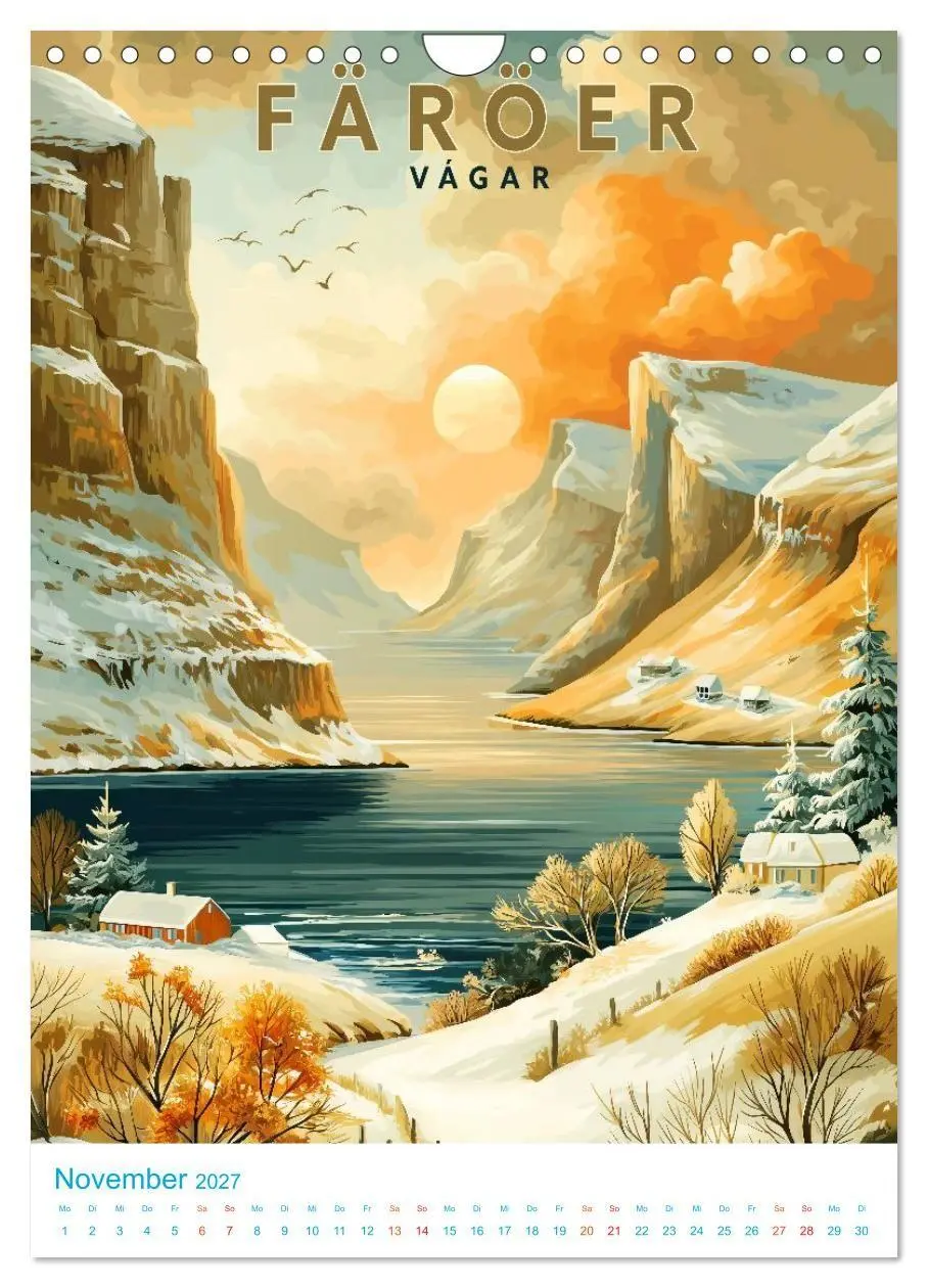 Bild: 9783516826586 | Färöer Inseln - Old School Poster Style (Wandkalender 2027 DIN A4...