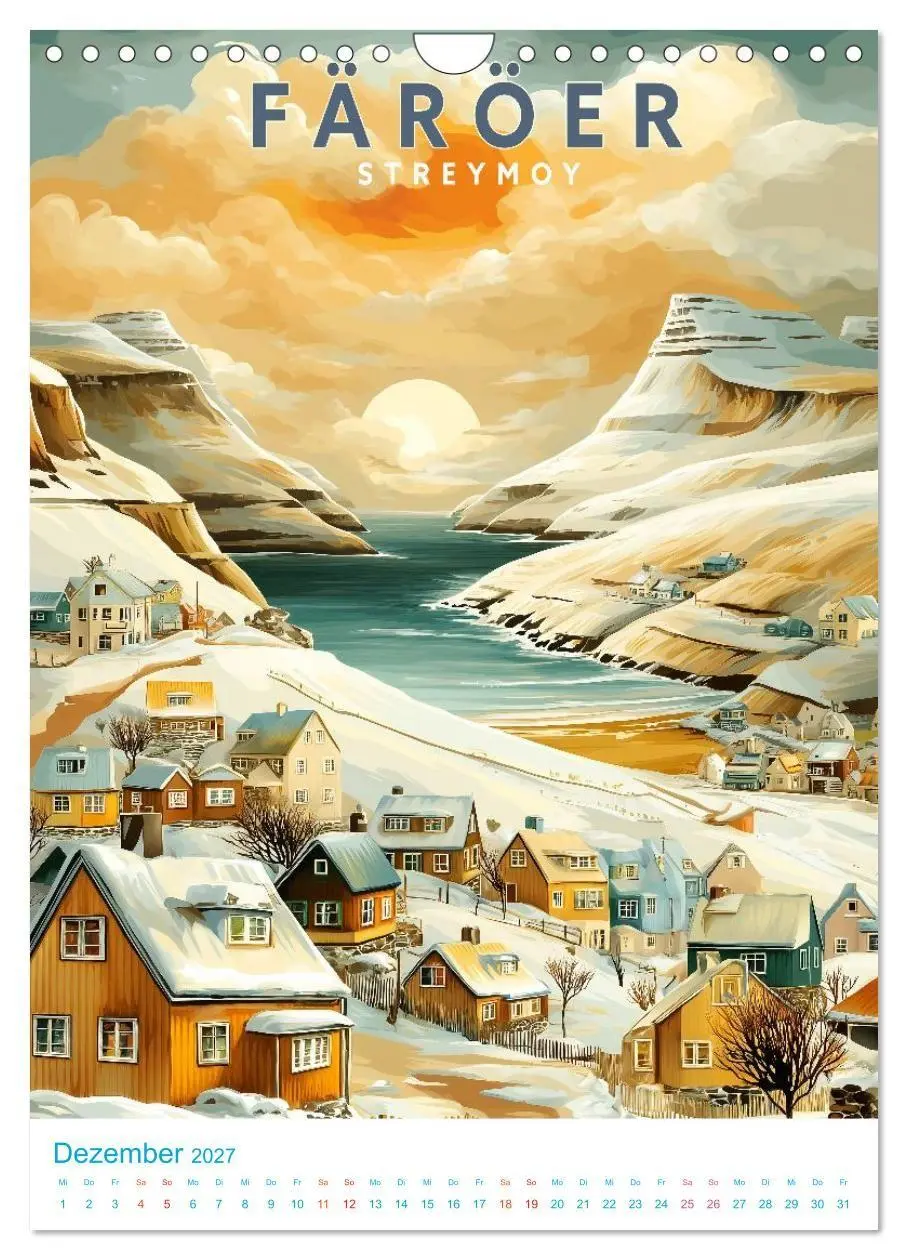 Bild: 9783516826586 | Färöer Inseln - Old School Poster Style (Wandkalender 2027 DIN A4...