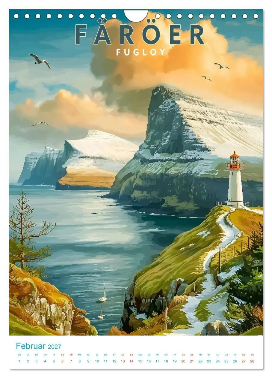 Bild: 9783516826586 | Färöer Inseln - Old School Poster Style (Wandkalender 2027 DIN A4...