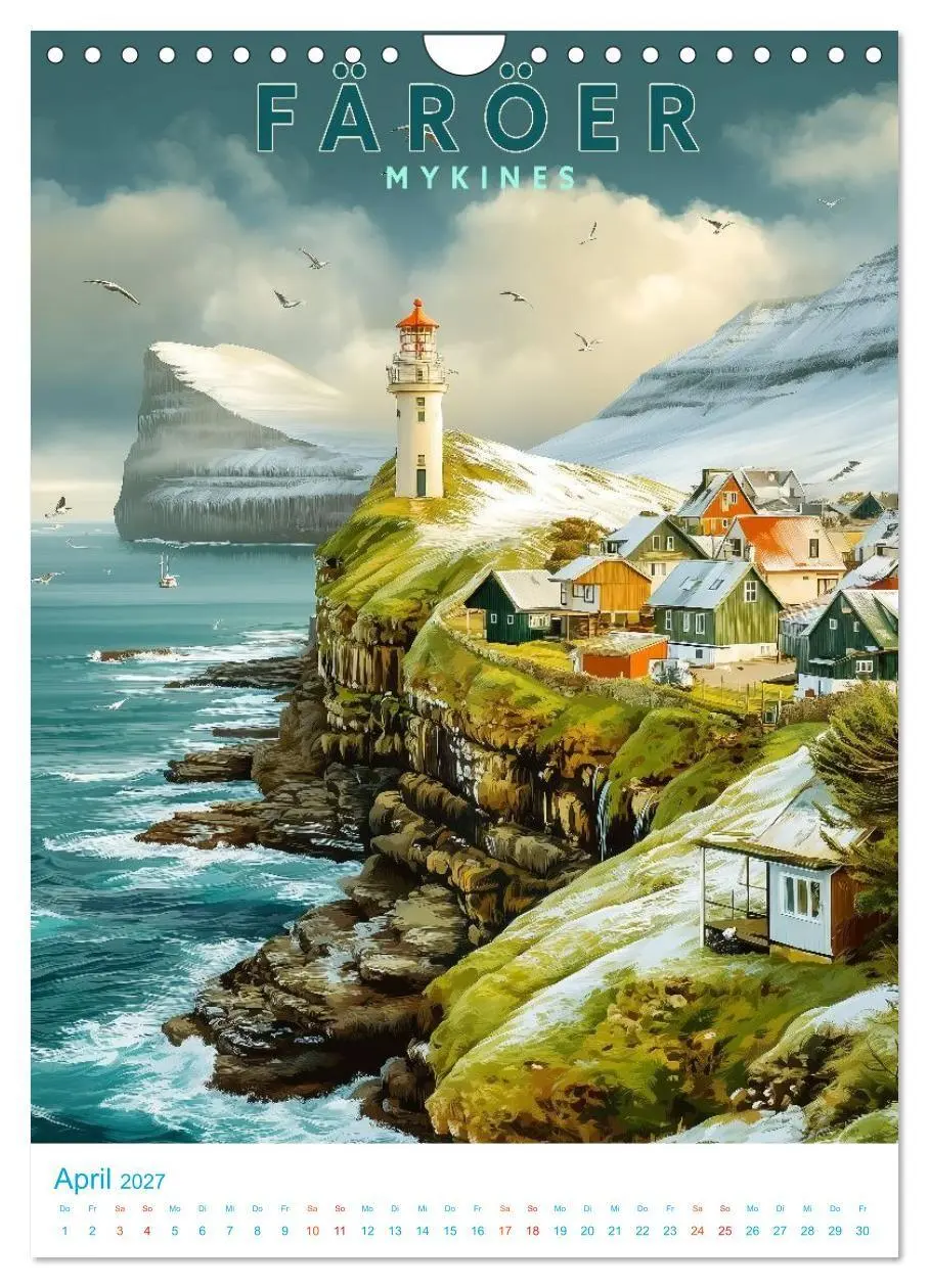 Bild: 9783516826586 | Färöer Inseln - Old School Poster Style (Wandkalender 2027 DIN A4...