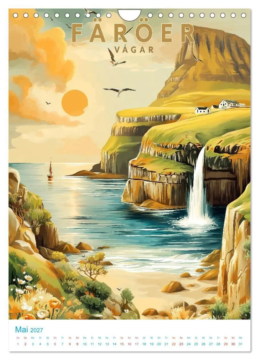 Bild: 9783516826586 | Färöer Inseln - Old School Poster Style (Wandkalender 2027 DIN A4...