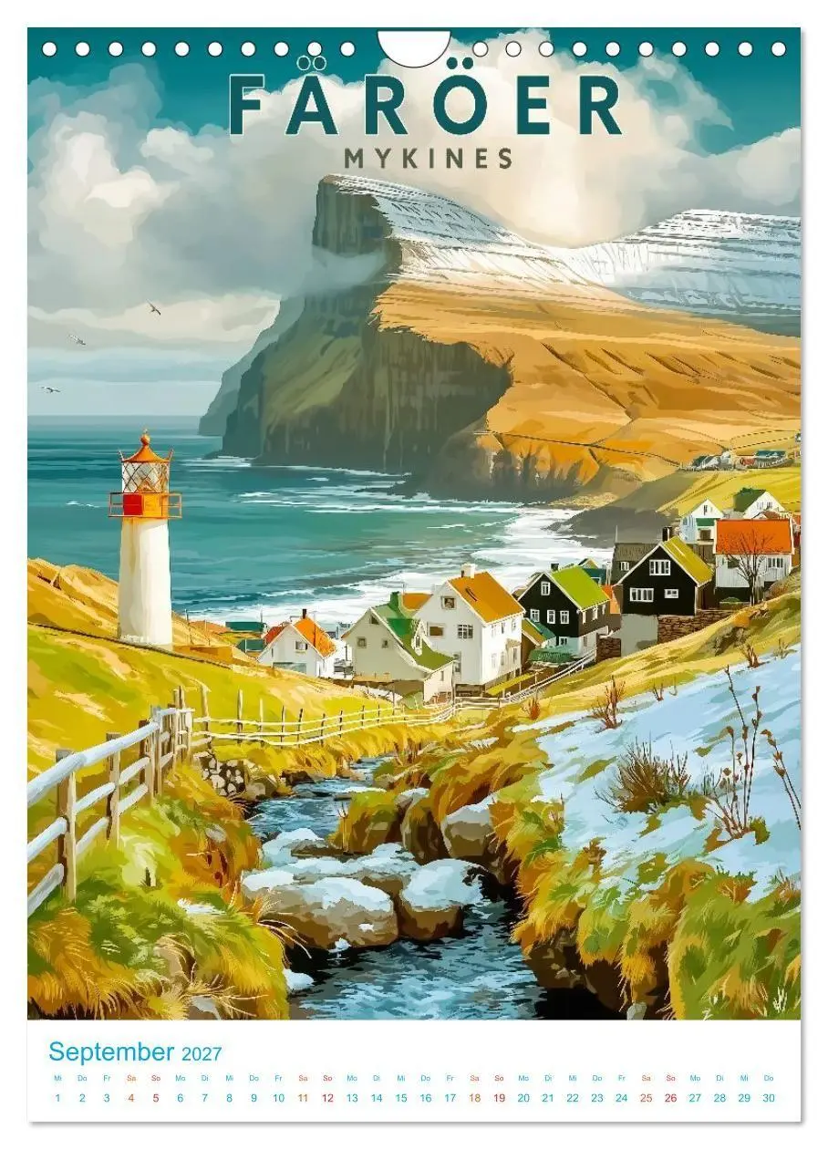 Bild: 9783516826586 | Färöer Inseln - Old School Poster Style (Wandkalender 2027 DIN A4...