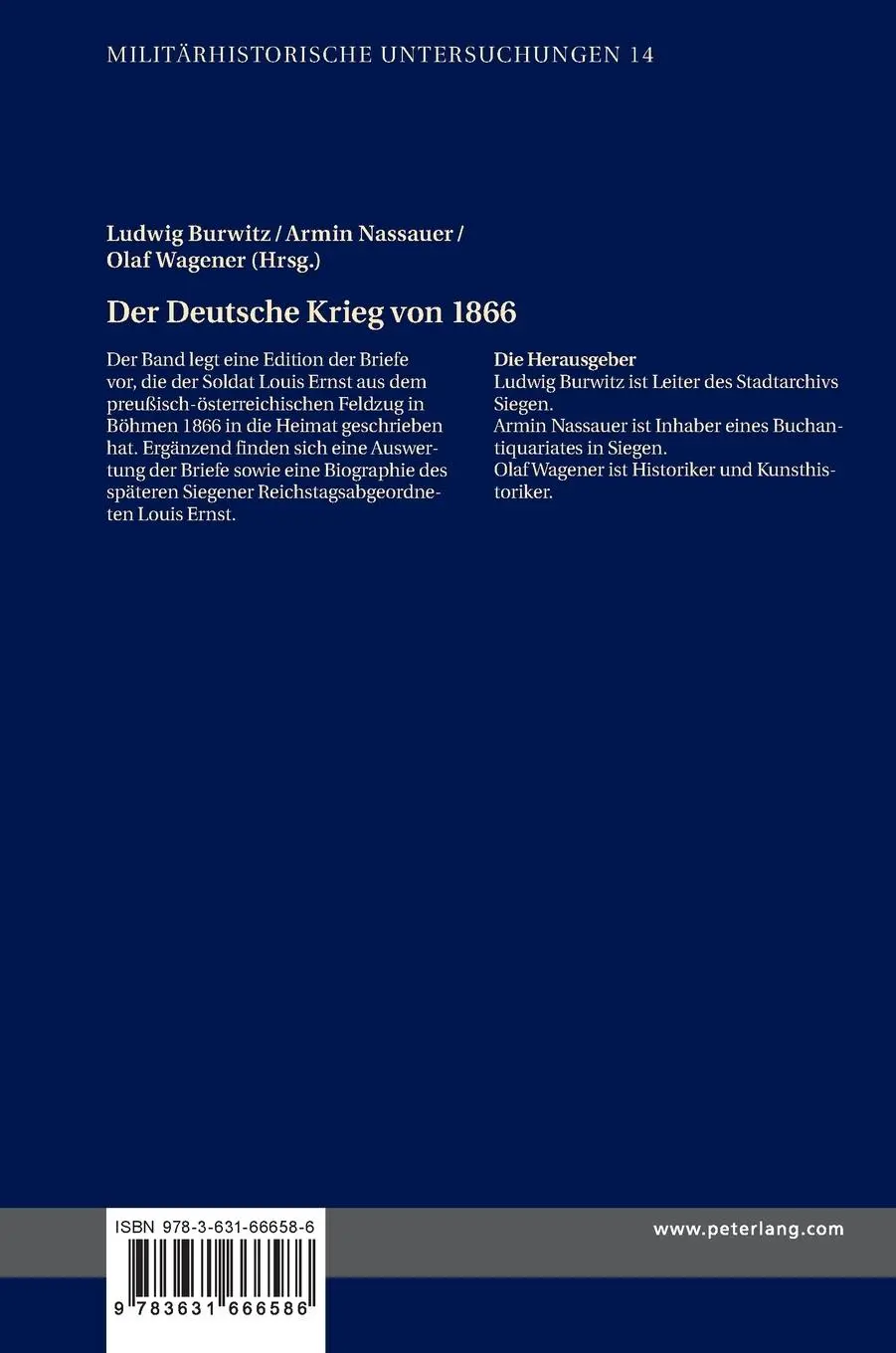 Rückseite: 9783631666586 | Der Deutsche Krieg von 1866 | Ludwig Burwitz (u. a.) | Buch | Gebunden