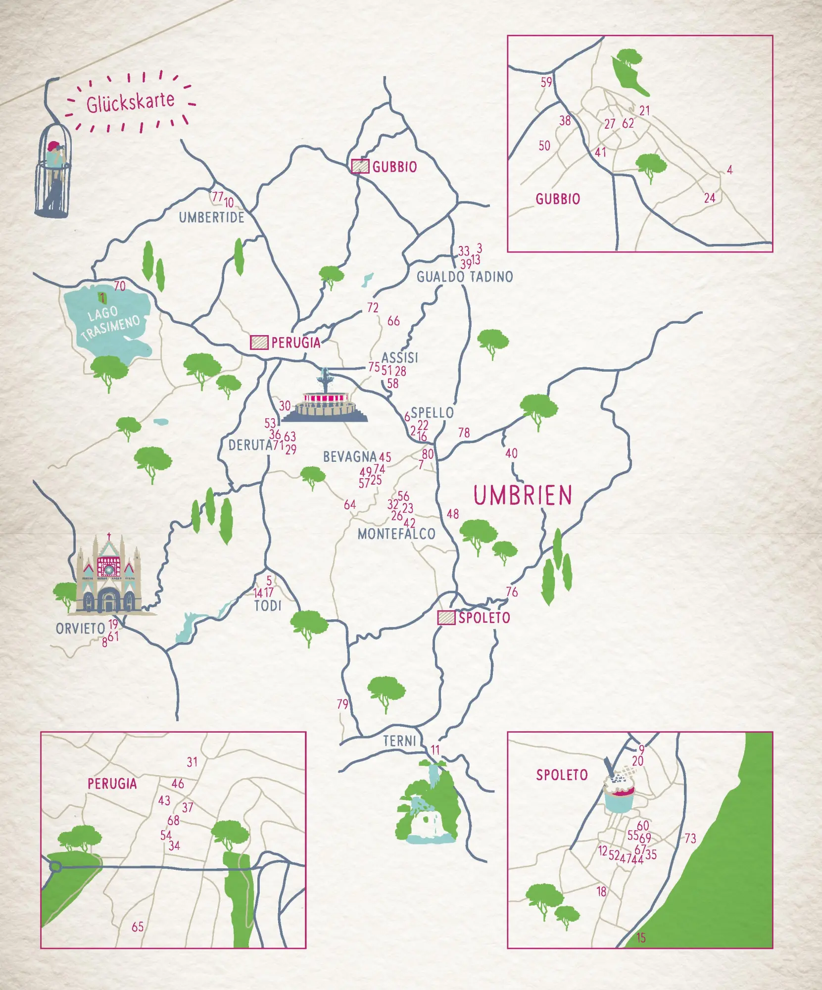 Bild: 9783770026586 | Glücksorte in Umbrien | Fahr hin &amp; werd glücklich | Heide Geiss | Buch