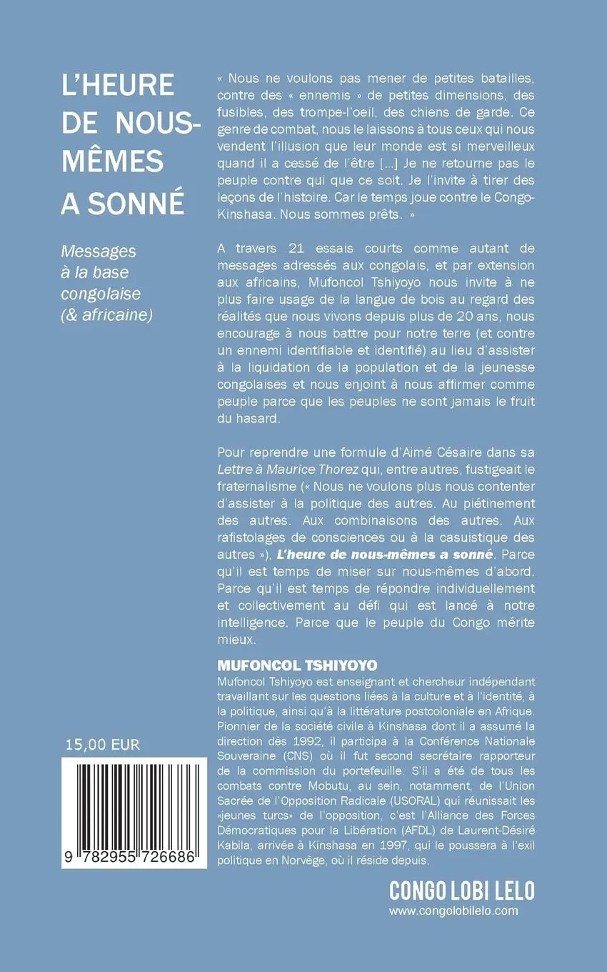 Rückseite: 9782955726686 | L'heure de nous-mêmes a sonné | Mufoncol Tshiyoyo | Taschenbuch | 2019