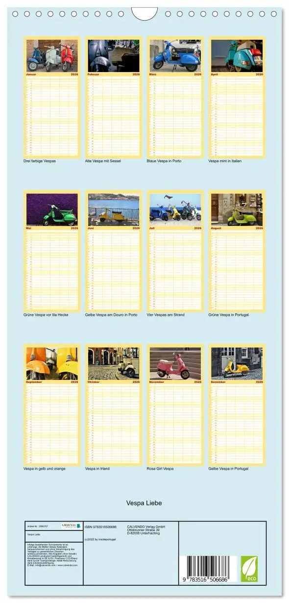 Bild: 9783516506686 | Familienplaner 2026 - Vespa Liebe mit 5 Spalten (Wandkalender, 21 x...