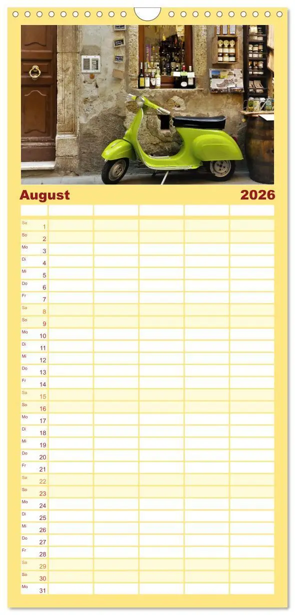 Bild: 9783516506686 | Familienplaner 2026 - Vespa Liebe mit 5 Spalten (Wandkalender, 21 x...