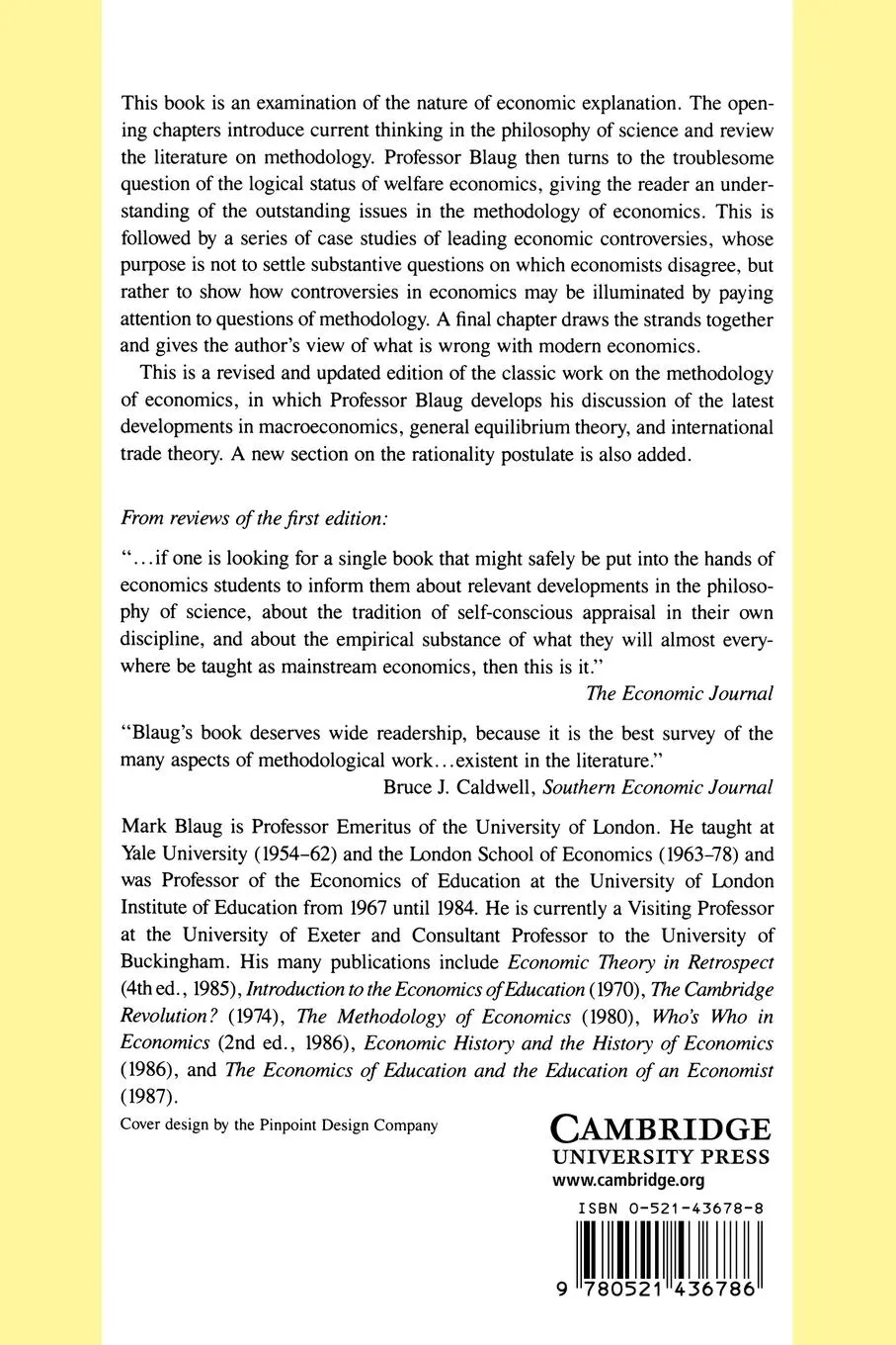 Rückseite: 9780521436786 | The Methodology of Economics | Or, How Economists Explain | Buch