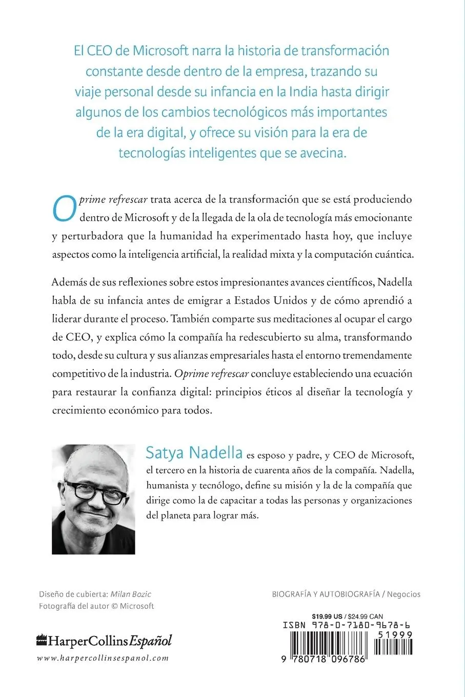 Rückseite: 9780718096786 | Oprime refrescar | Satya Nadella | Taschenbuch | Englisch | 2023