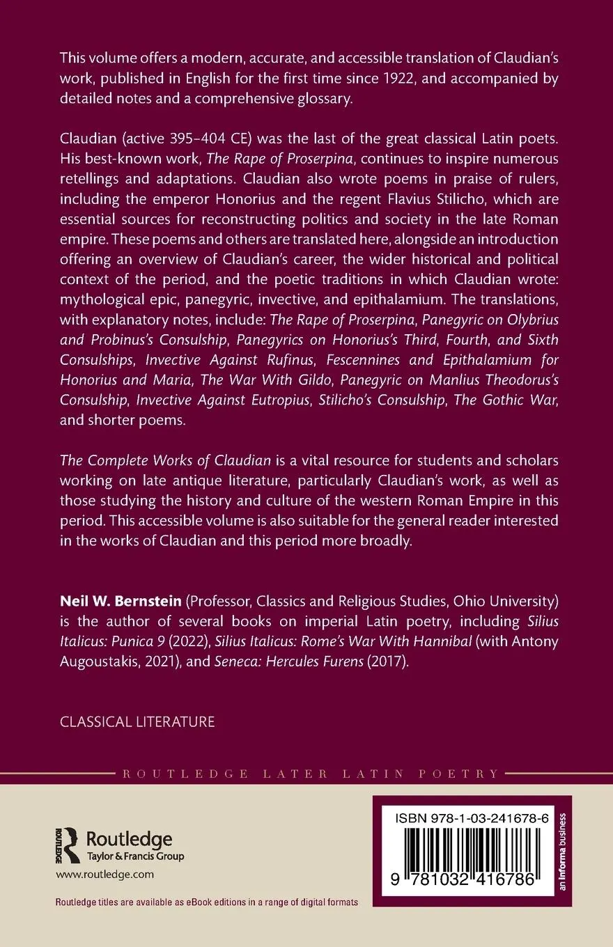 Rückseite: 9781032416786 | The Complete Works of Claudian | Neil Bernstein | Taschenbuch | 2022
