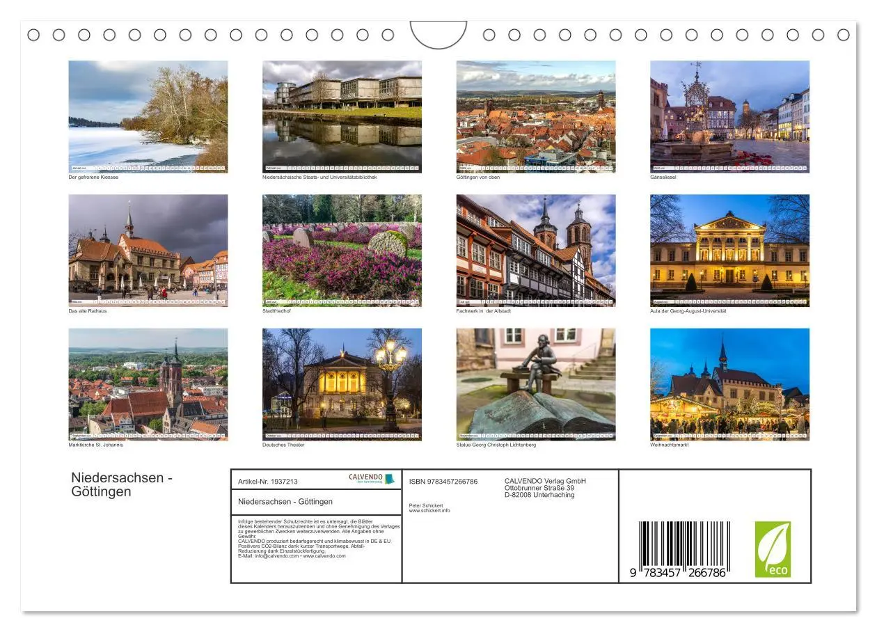 Bild: 9783457266786 | Niedersachsen - Göttingen (Wandkalender 2026 DIN A4 quer), CALVENDO...