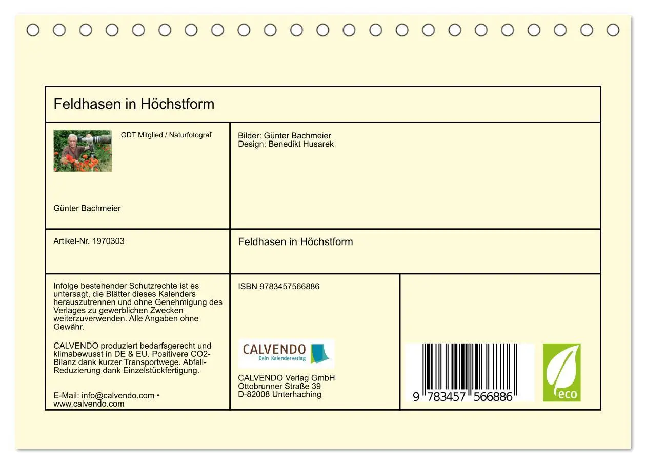 Bild: 9783457566886 | Feldhasen in Höchstform (Tischkalender 2026 DIN A5 quer), CALVENDO...
