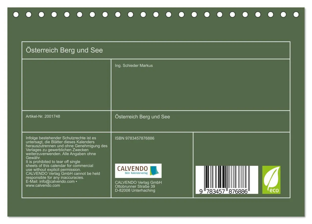 Bild: 9783457876886 | Österreich Berg und See (Tischkalender 2026 DIN A5 quer), CALVENDO...