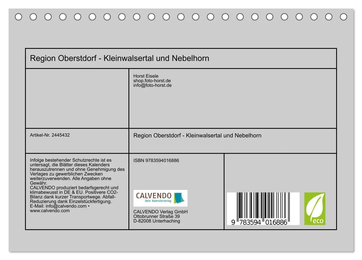 Bild: 9783594016886 | Region Oberstdorf - Kleinwalsertal und Nebelhorn (Tischkalender...