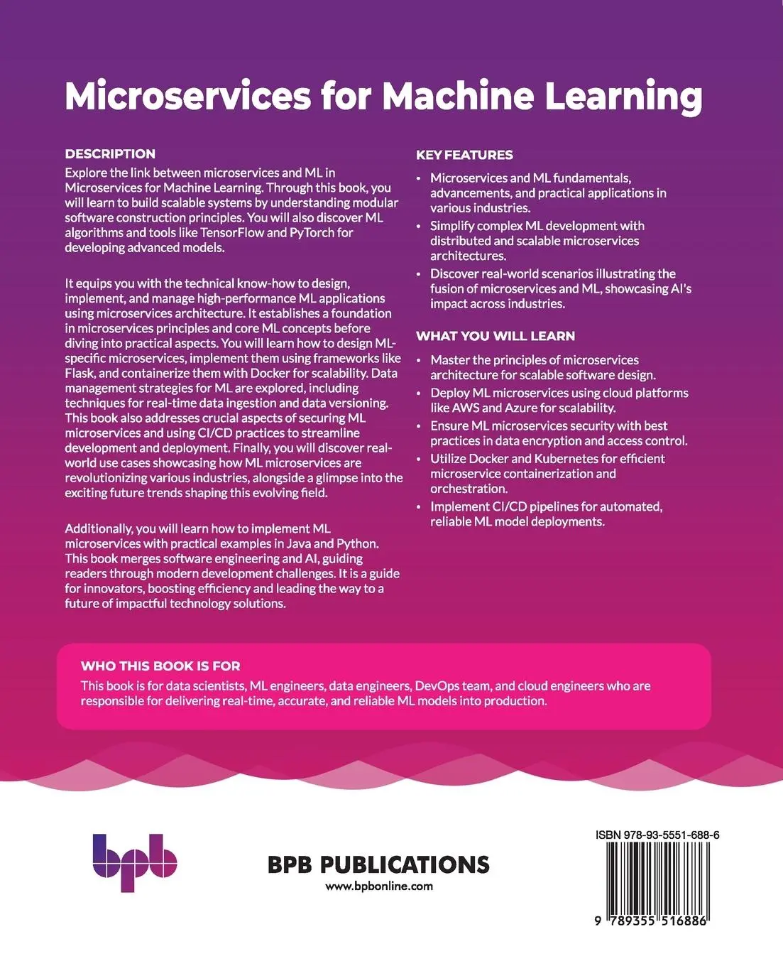 Rückseite: 9789355516886 | Microservices for Machine Learning | Rohit Ranjan | Taschenbuch | 2024