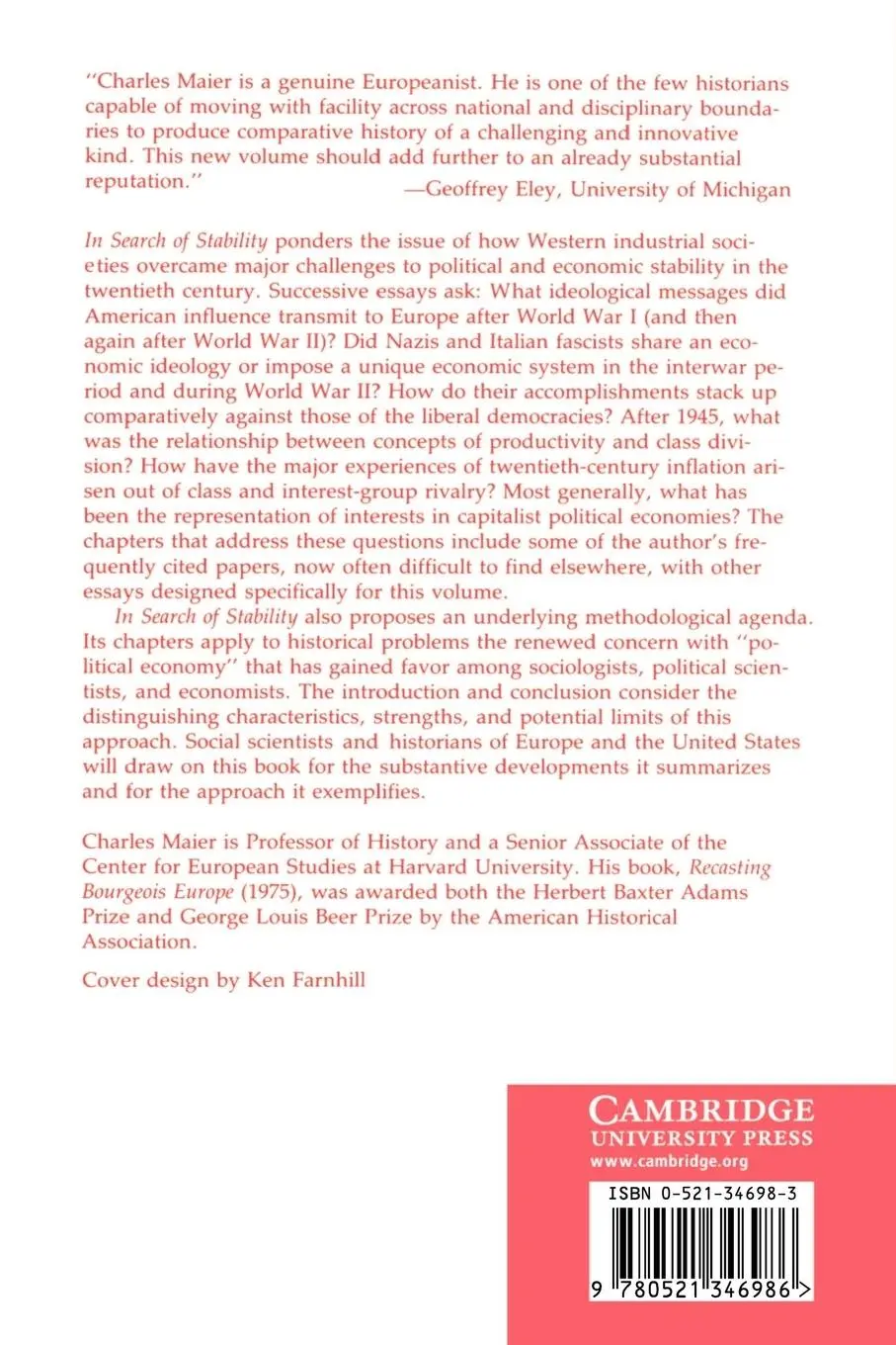 Rückseite: 9780521346986 | In Search of Stability | Explorations in Historical Political Economy
