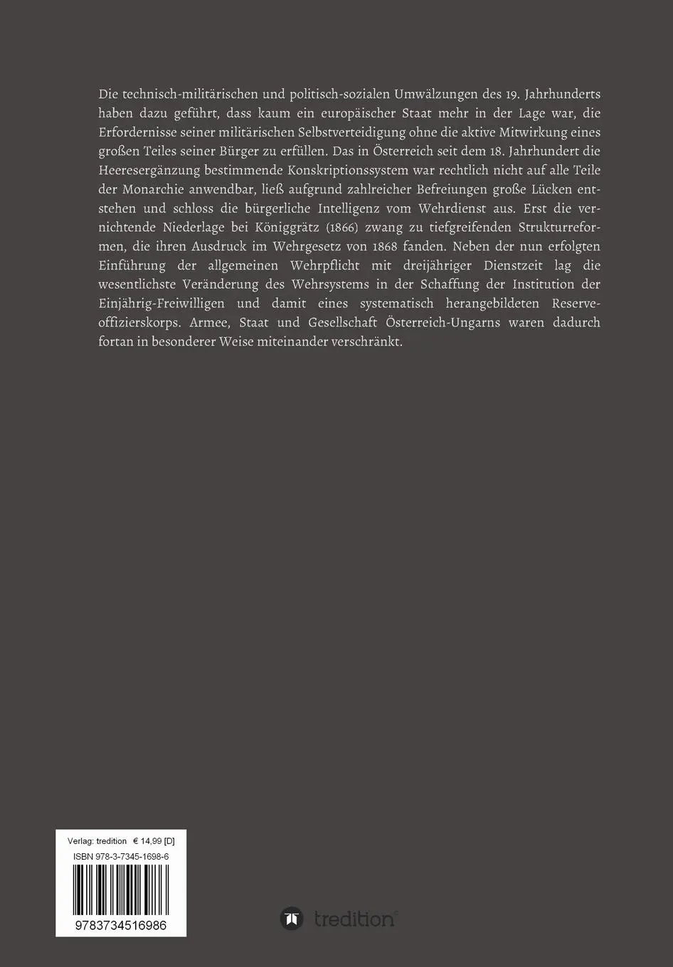 Rückseite: 9783734516986 | Das Reserveoffizierssystem Österreich-Ungarns | Ernst Zehetbauer