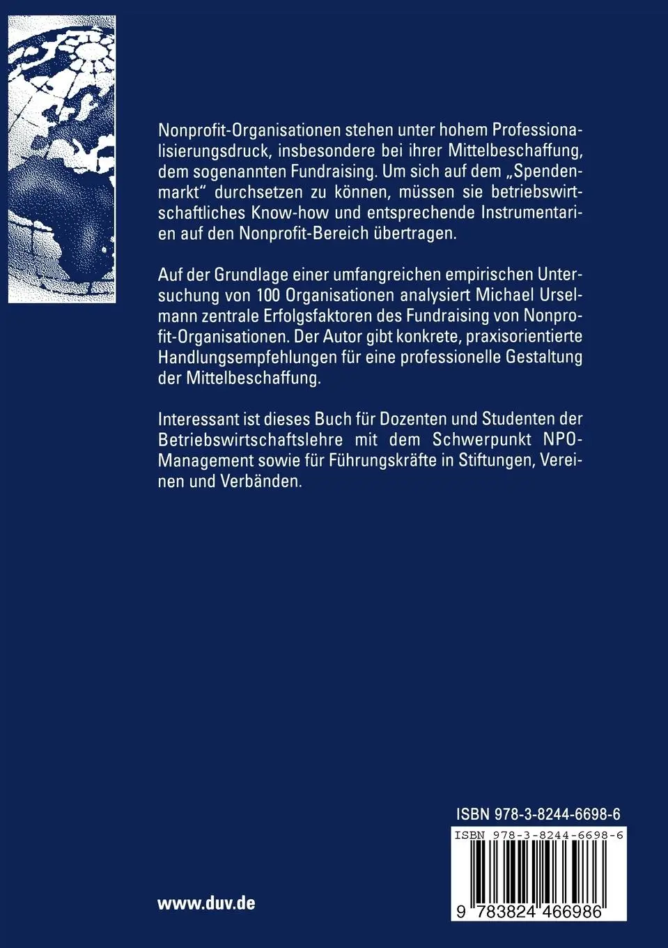 Rückseite: 9783824466986 | Erfolgsfaktoren im Fundraising von Nonprofit-Organisationen | Buch