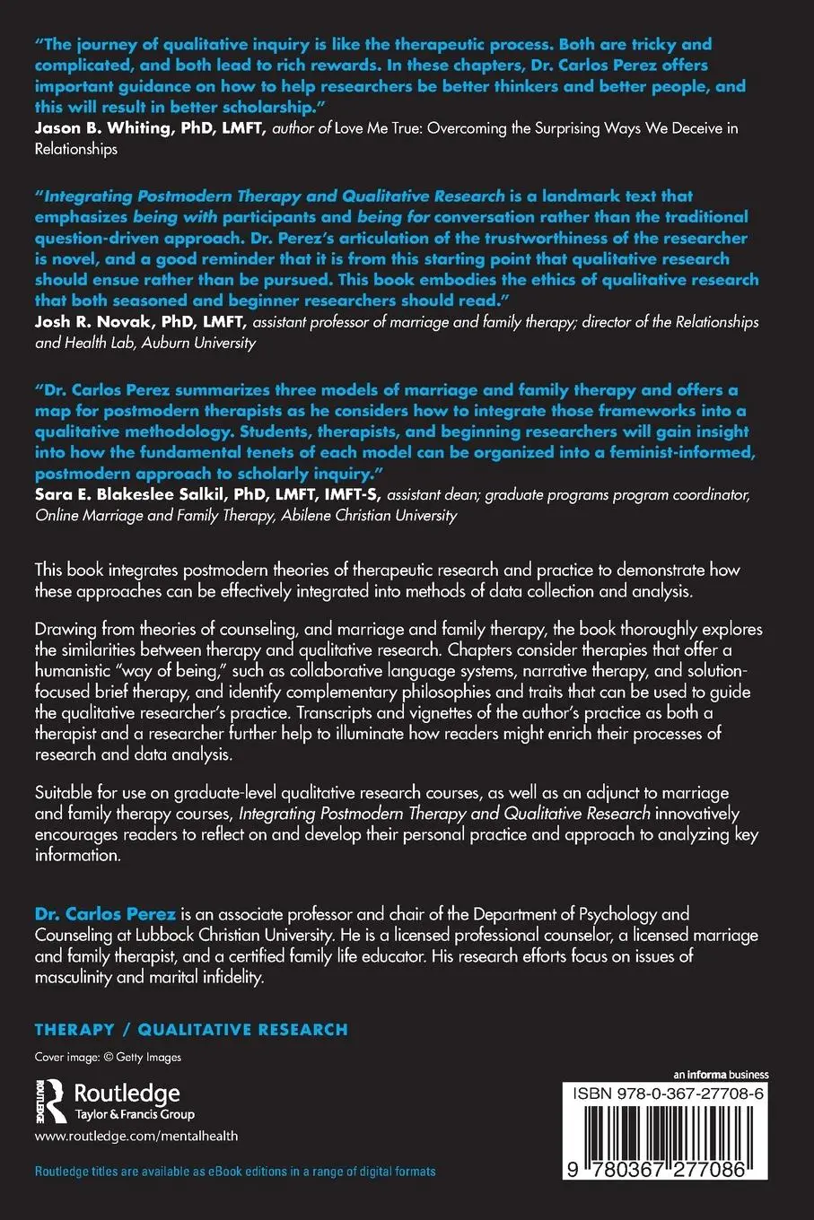 Rückseite: 9780367277086 | Integrating Postmodern Therapy and Qualitative Research | Carlos Perez