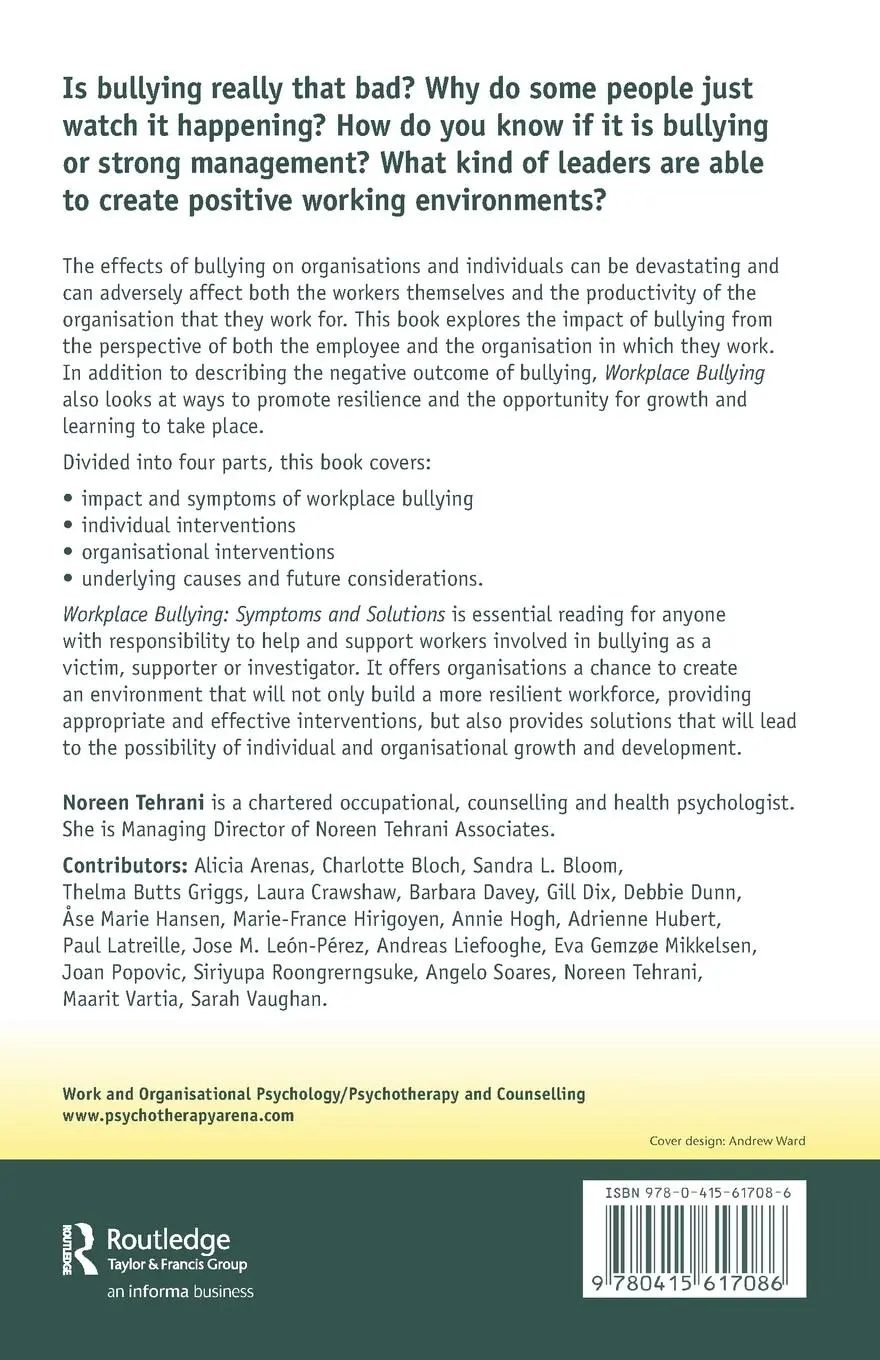 Rückseite: 9780415617086 | Workplace Bullying | Symptoms and Solutions | Noreen Tehrani | Buch