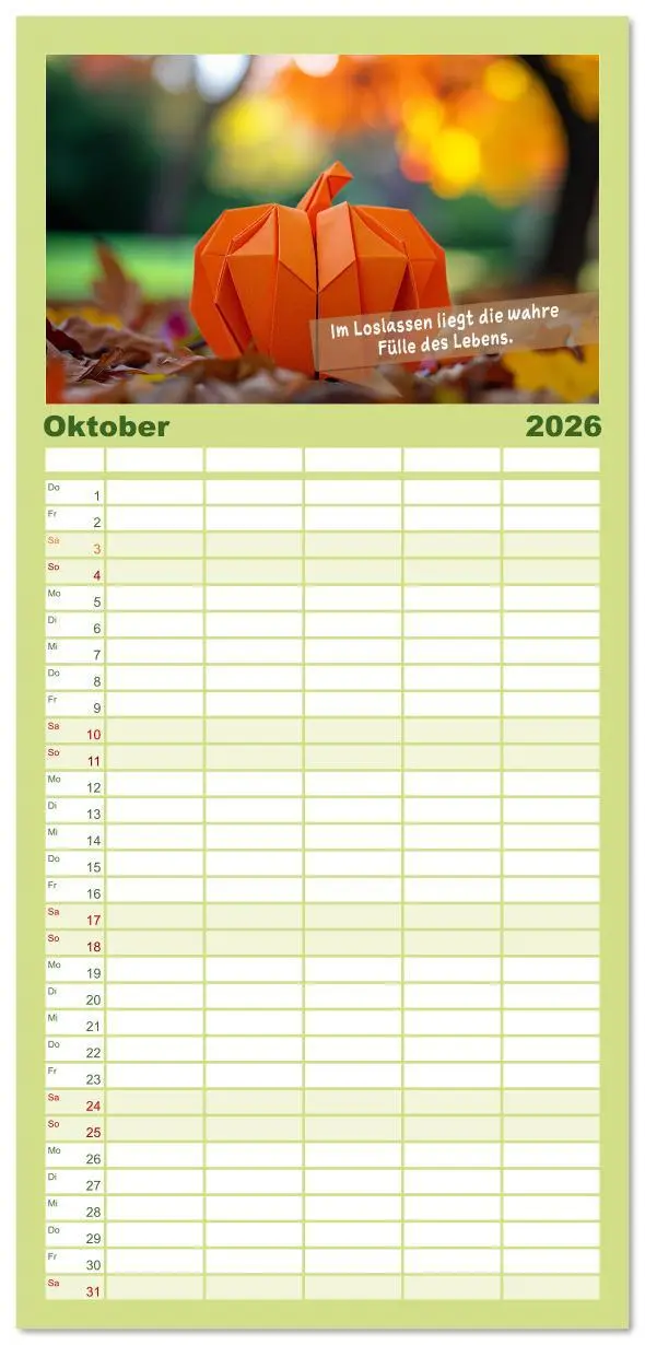 Bild: 9783516607086 | Familienplaner 2026 - Origami Kalender der Achtsamkeit -...