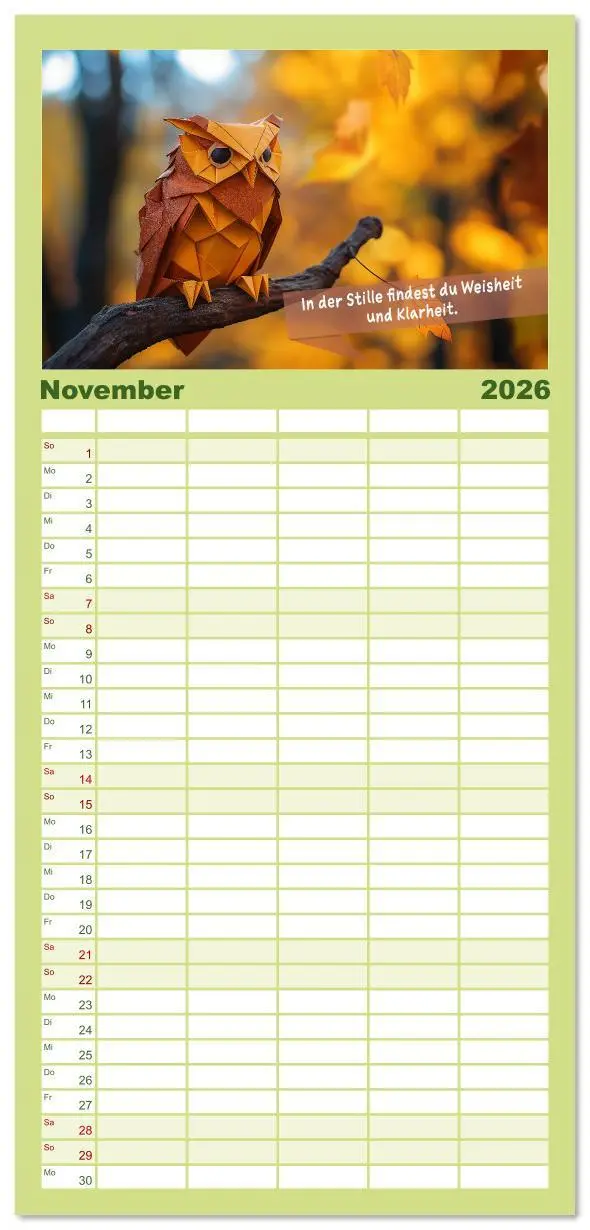Bild: 9783516607086 | Familienplaner 2026 - Origami Kalender der Achtsamkeit -...