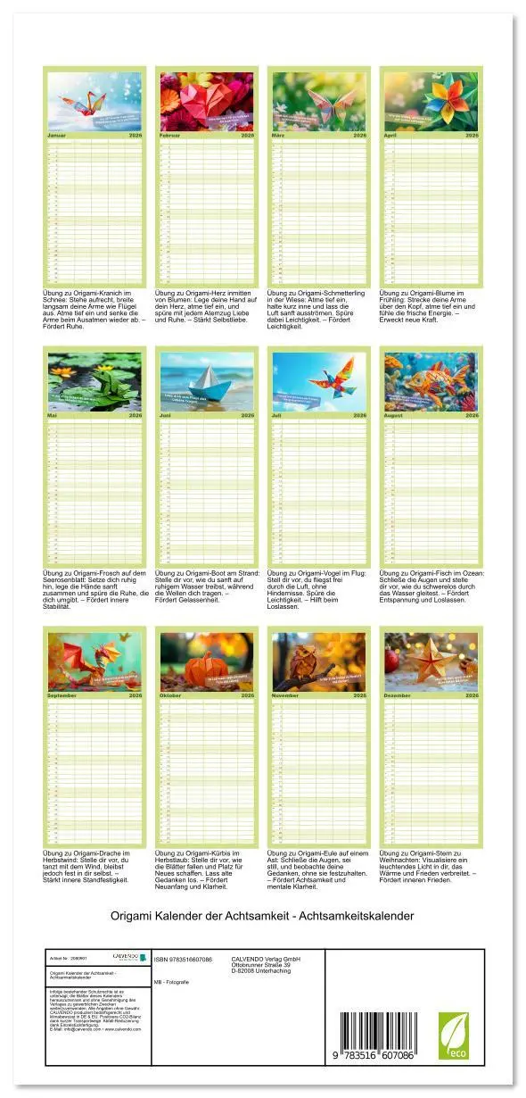 Bild: 9783516607086 | Familienplaner 2026 - Origami Kalender der Achtsamkeit -...