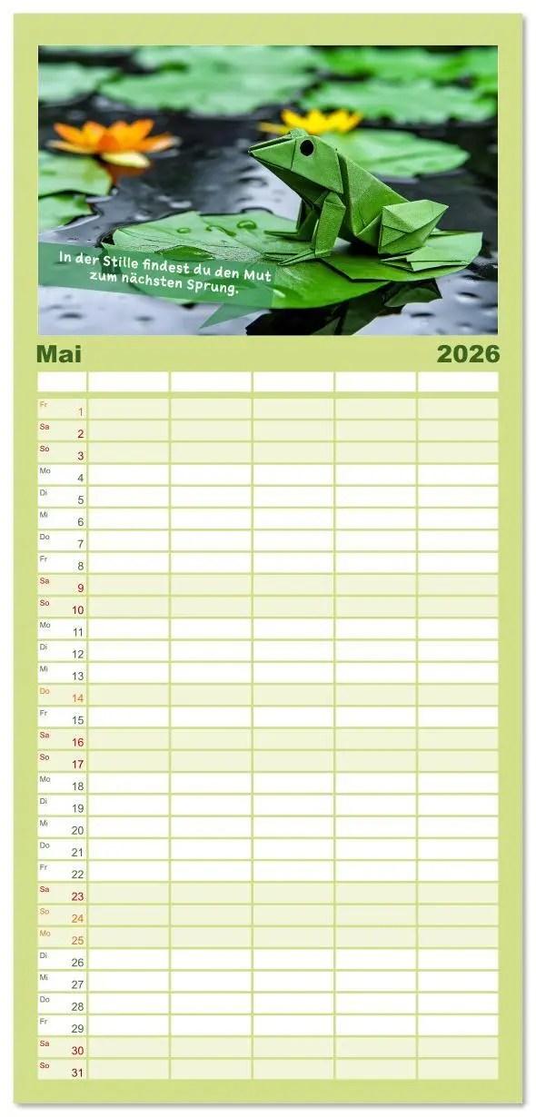 Bild: 9783516607086 | Familienplaner 2026 - Origami Kalender der Achtsamkeit -...