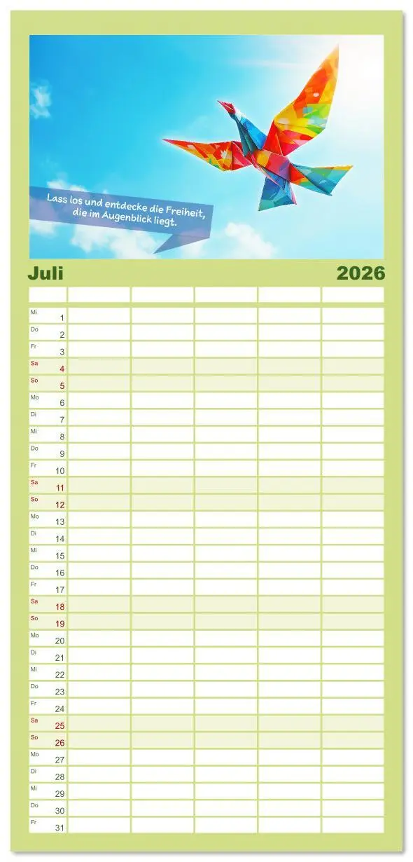 Bild: 9783516607086 | Familienplaner 2026 - Origami Kalender der Achtsamkeit -...