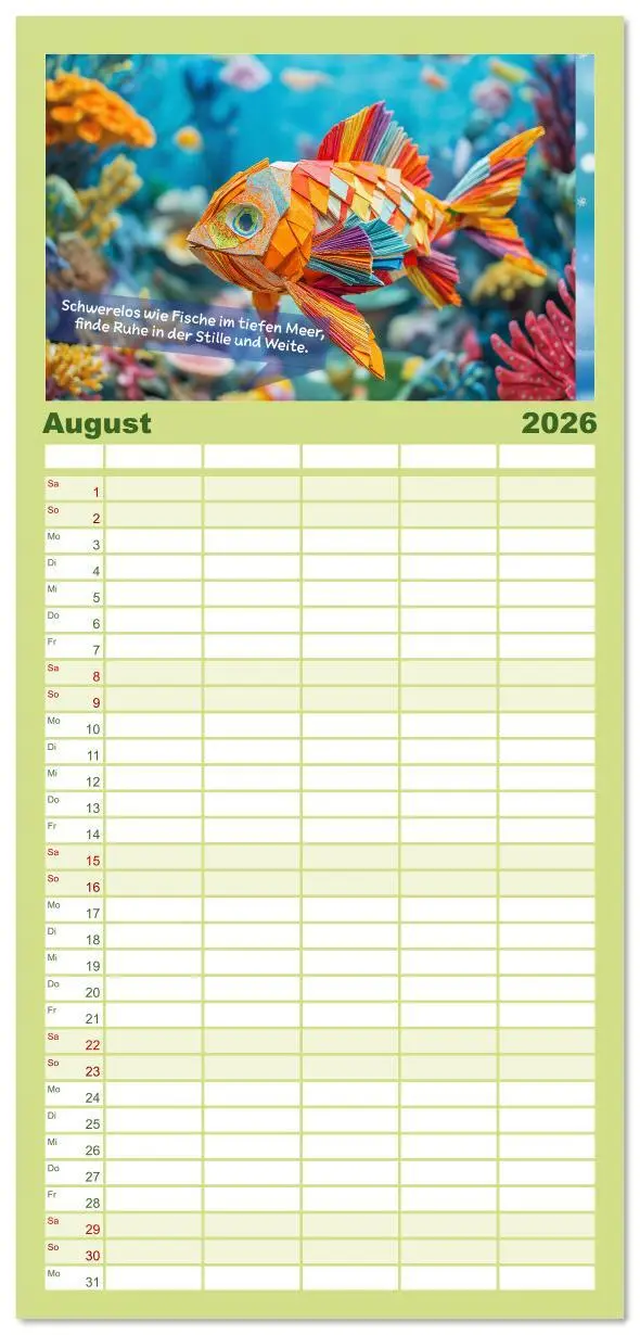 Bild: 9783516607086 | Familienplaner 2026 - Origami Kalender der Achtsamkeit -...