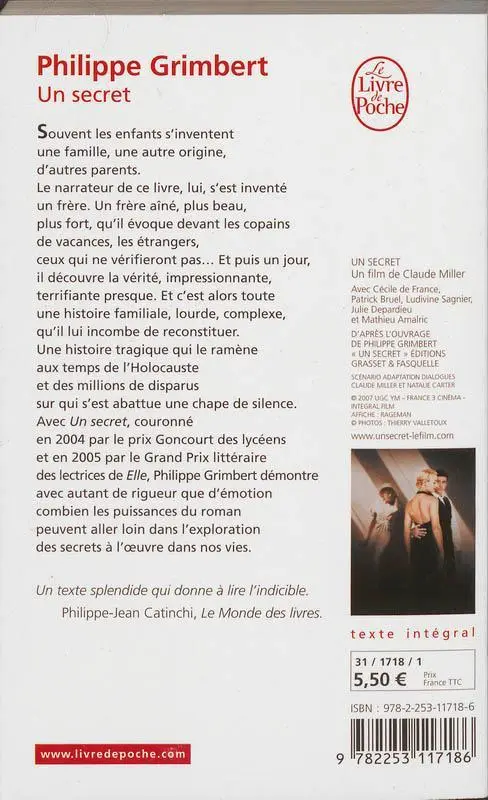 Rückseite: 9782253117186 | Un secret | Philippe Grimbert | Taschenbuch | 189 S. | Französisch