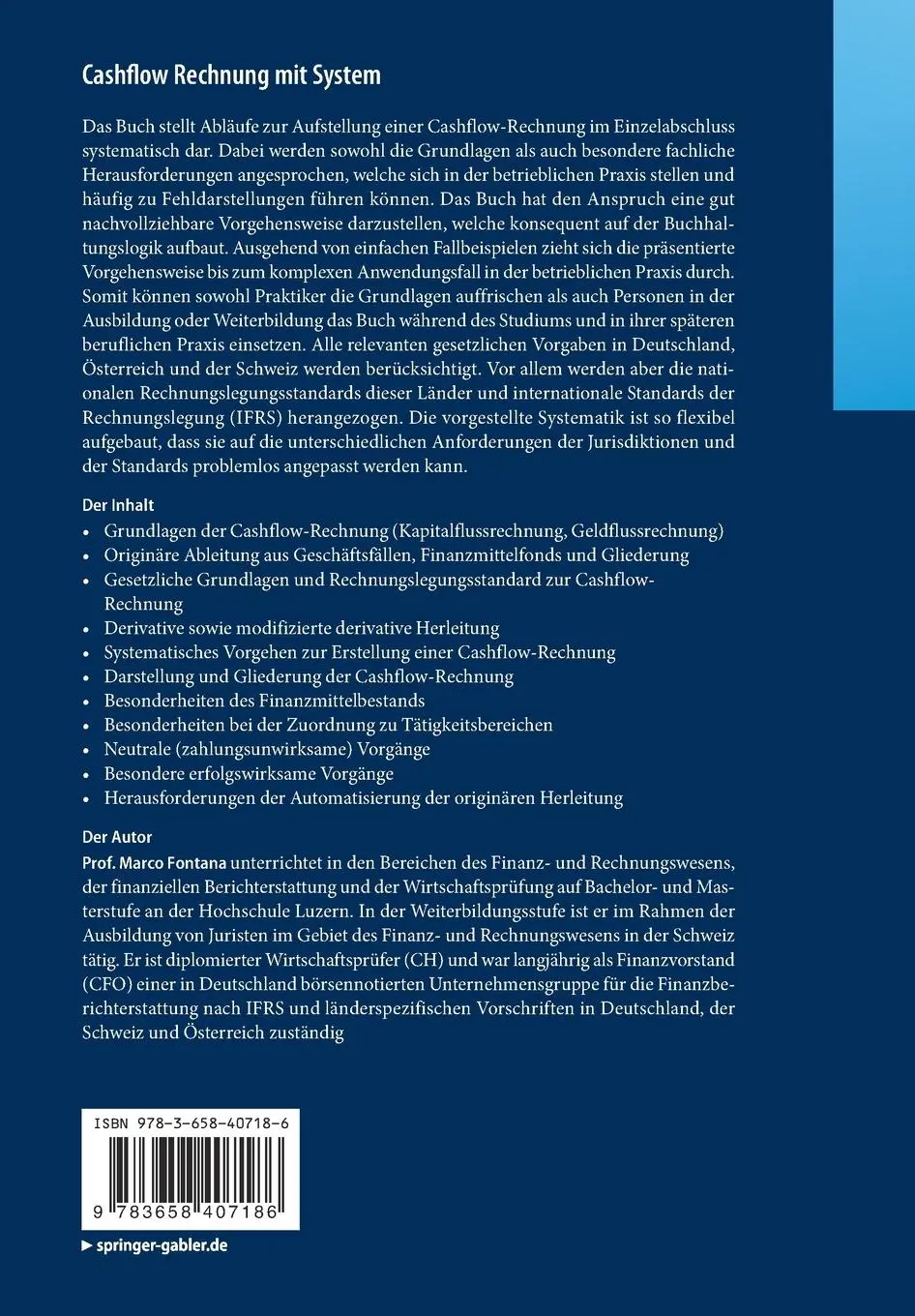 Rückseite: 9783658407186 | Cashflow Rechnung mit System | Für Studium und Praxis | Marco Fontana