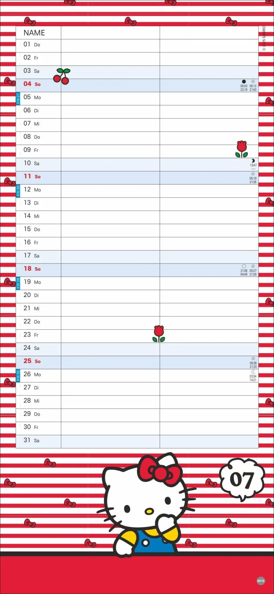 Bild: 9783756417186 | Hello Kitty Planer für zwei 2027 | Kalender | Familienplaner Athesia
