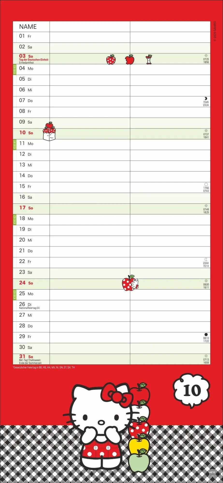 Bild: 9783756417186 | Hello Kitty Planer für zwei 2027 | Kalender | Familienplaner Athesia