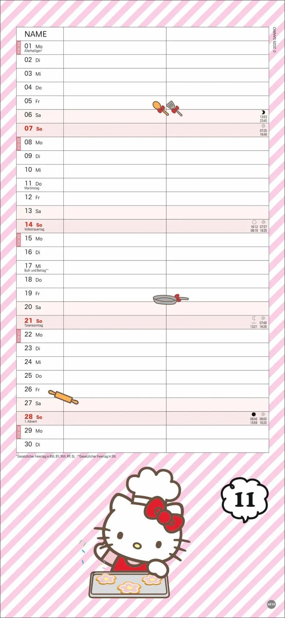 Bild: 9783756417186 | Hello Kitty Planer für zwei 2027 | Kalender | Familienplaner Athesia