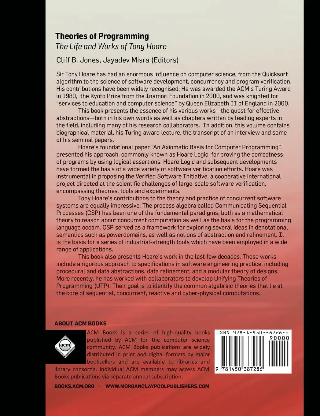 Rückseite: 9781450387286 | Theories of Programming | The Life and Works of Tony Hoare | Buch