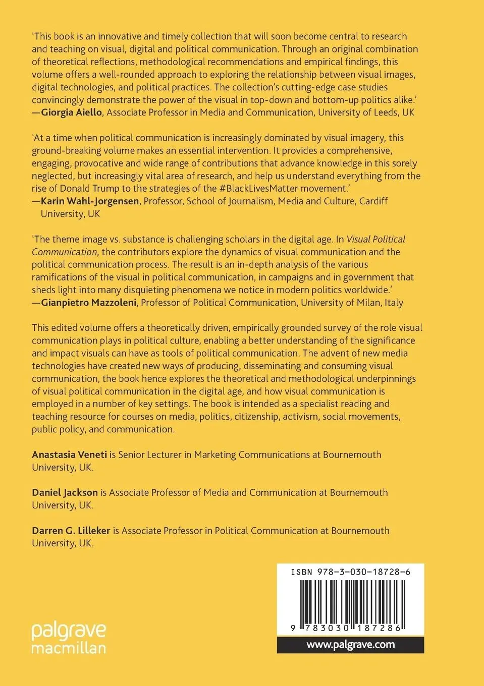 Rückseite: 9783030187286 | Visual Political Communication | Anastasia Veneti (u. a.) | Buch | xxi