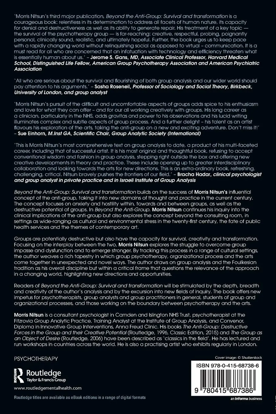 Rückseite: 9780415687386 | Beyond the Anti-Group | Survival and transformation | Morris Nitsun