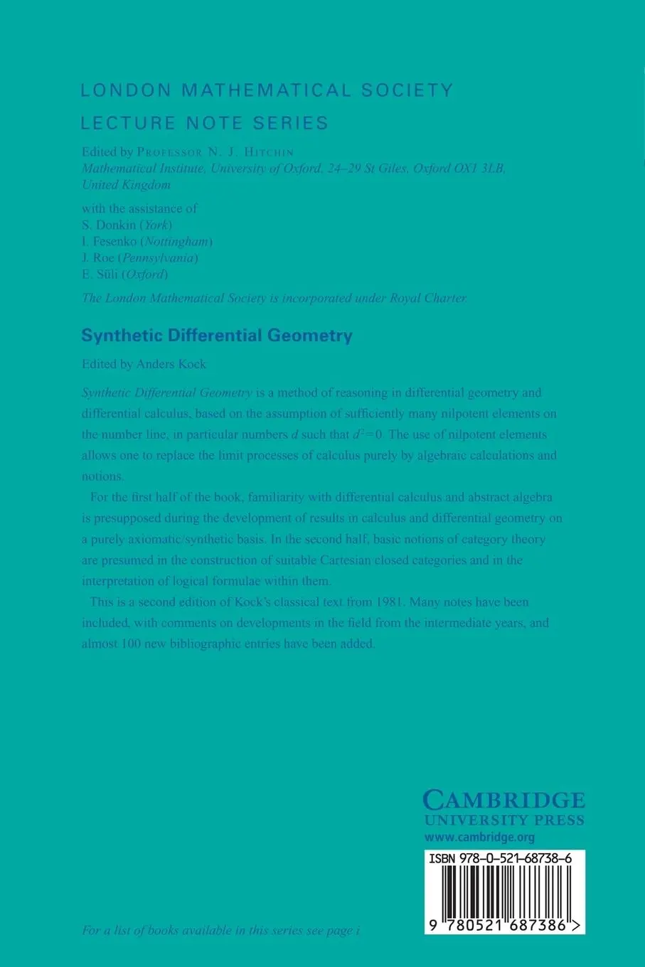 Rückseite: 9780521687386 | Synthetic Differential Geometry | Anders Kock | Taschenbuch | Englisch