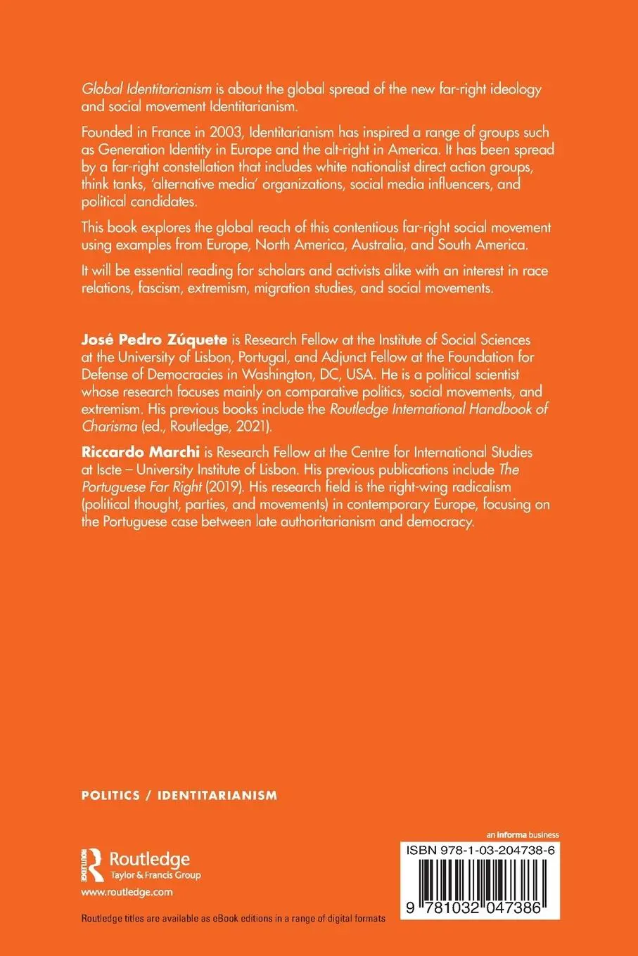 Rückseite: 9781032047386 | Global Identitarianism | José Pedro Zúquete (u. a.) | Taschenbuch