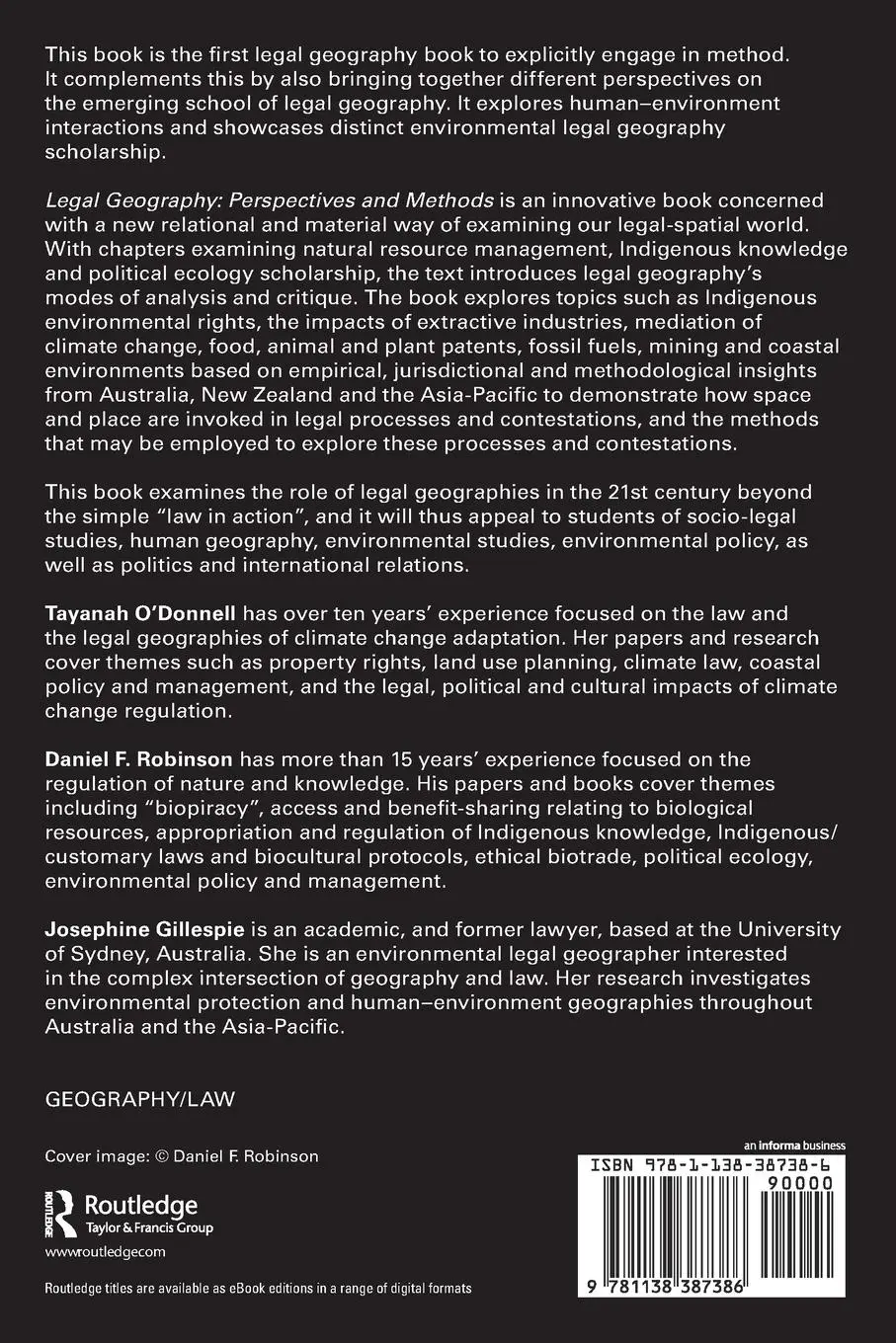 Rückseite: 9781138387386 | Legal Geography | Perspectives and Methods | Tayanah O'Donnell (u. a.)