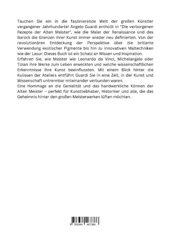 Rückseite: 9783384467386 | Die verborgenen Rezepte der Alten Meister | Angelo Guardi | Buch